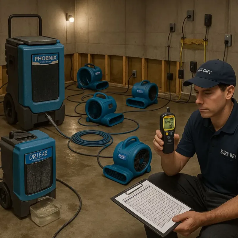 Structural Drying and Dehumidification process in Cabarrus County, NC